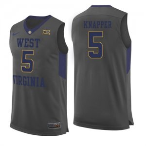 West Virginia Mountaineers 5 Brandon Knapper Gray College Basketball Jersey