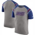 New York Giants Enzyme Shoulder Stripe Raglan T-Shirt Heathered Gray