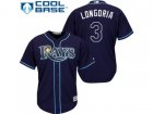 Youth Tampa Bay Rays #3 Evan Longoria Dark Blue Stitched MLB Jersey