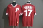 Phillies #17 Rhys Hoskins Red Throwback Jersey