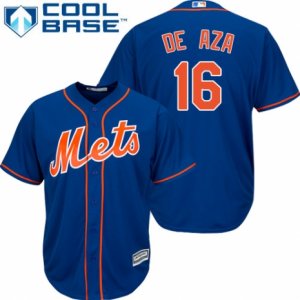 Men\'s Majestic New York Mets #16 Alejandro De Aza Authentic Royal Blue Alternate Home Cool Base MLB Jersey