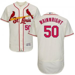 St.Louis Cardinals #50 Adam Wainwright Cream Flexbase Authentic Collection Stitched Baseball Jersey