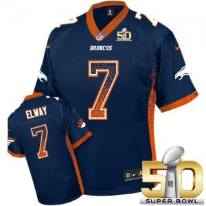 Nike Denver Broncos #7 John Elway Navy Blue Alternate Super Bowl 50 Men Stitched NFL Elite Drift Fashion Jersey