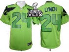 2015 Super Bowl XLIX Nike NFL Seattle Seahawks #24 Marshawn Lynch Green Jerseys(Game)