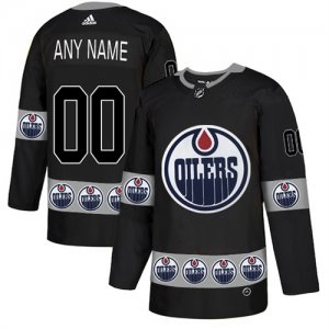 Edmonton Oilers Black Men\'s Customized Team Logos Fashion Adidas Jersey