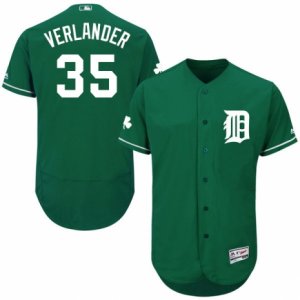 Men\'s Majestic Detroit Tigers #35 Justin Verlander Green Celtic Flexbase Authentic Collection MLB Jersey