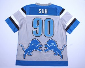 Nike Detroit Lions #90 Ndamukong Suh blue Jerseys(Style Noble Fashion Elite)