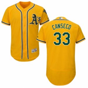 Men\'s Majestic Oakland Athletics #33 Jose Canseco Gold Flexbase Authentic Collection MLB Jersey