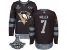 Mens Adidas Pittsburgh Penguins #7 Joe Mullen Premier Black 1917-2017 100th Anniversary 2017 Stanley Cup Champions NHL Jersey