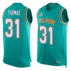 Mens Nike Miami Dolphins #31 Michael Thomas Limited Aqua Green Player Name & Number Tank Top NFL Jersey