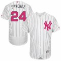Mens Majestic New York Yankees #24 Gary Sanchez Authentic White 2016 Mothers Day Fashion Flex Base MLB Jersey