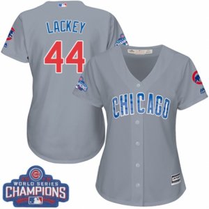 Womens Majestic Chicago Cubs #44 Anthony Rizzo Authentic Grey Road 2016 World Series Champions Cool Base MLB Jersey