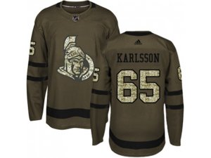 Youth Adidas Ottawa Senators #65 Erik Karlsson Green Salute to Service Stitched NHL Jersey