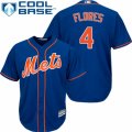 Men's Majestic New York Mets #4 Wilmer Flores Authentic Royal Blue Alternate Home Cool Base MLB Jersey