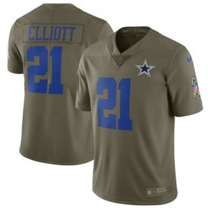 Nike Cowboys #21 Ezekiel Elliott Youth Olive Salute To Service Limited Jersey