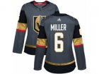 Women Adidas Vegas Golden Knights #6 Colin Miller Authentic Gray Home NHL Jersey