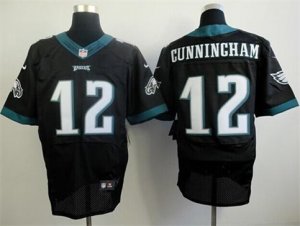 Nike Philadelphia Eagles #12 Cunningham Black Elite Jerseys