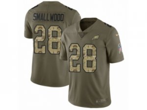 Men Nike Philadelphia Eagles #28 Wendell Smallwood Limited Olive Camo 2017 Salute to Service NFL Jersey