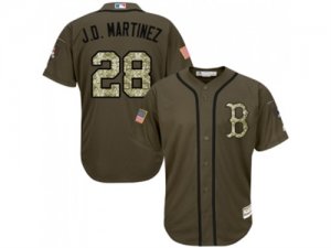 Youth Boston Red Sox #28 J. D. Martinez Green Salute to Service Stitched Baseball Jersey