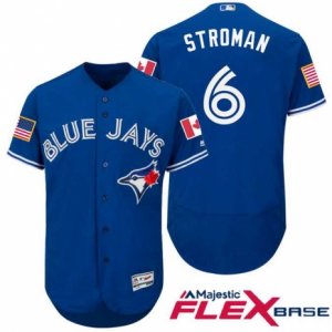 Men Toronto Blue Jays #6 Marcus Stroman Blue Stars & Stripes 2016 Independence Day Flex Base Jersey