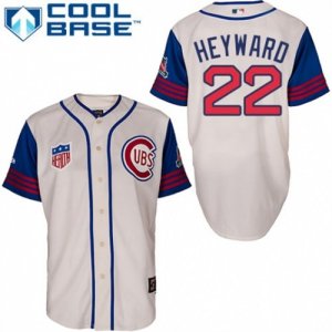 Mens Majestic Chicago Cubs #22 Jason Heyward Replica Cream Blue 1942 Turn Back The Clock MLB Jersey