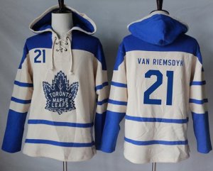 Mens Toronto Maple Leafs #21 James Van Riemsdyk Cream Sawyer Hooded Sweatshirt Stitched NHL Jersey