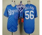 2015 World series champions Mlb Kansas City Royals #56 Greg Holland blue jerseys