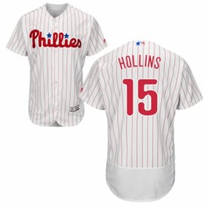 Men\'s Majestic Philadelphia Phillies #15 Dave Hollins White Red Strip Flexbase Authentic Collection MLB Jersey