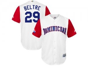 Mens Dominican Republic Baseball #29 Adrian Beltre Majestic White 2017 World Baseball Classic Jersey