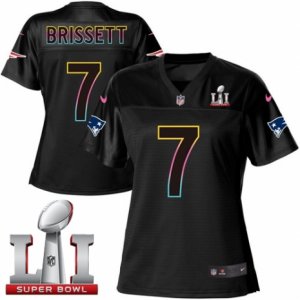 Womens Nike New England Patriots #7 Jacoby Brissett Game Black Fashion Super Bowl LI 51 NFL Jersey