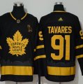 Maple Leafs #91 John Tavares Black With Special Glittery Logo Adidas Jersey