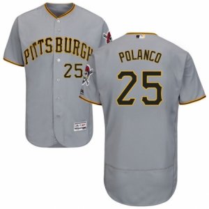 Men\'s Majestic Pittsburgh Pirates #25 Gregory Polanco Grey Flexbase Authentic Collection MLB Jersey