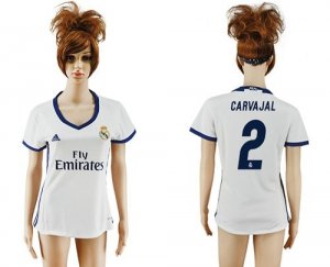 Womens Real Madrid #2 Carvajal Home Soccer Club Jersey