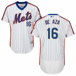 Mens Majestic New York Mets #16 Alejandro De Aza White Royal Flexbase Authentic Collection MLB Jersey