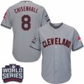 Youth Majestic Cleveland Indians #8 Lonnie Chisenhall Authentic Grey Road 2016 World Series Bound Cool Base MLB Jersey