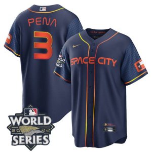 Astros #3 Jeremy Pena Navy Nike 2022 World Series City Connect Cool Base Jersey