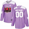 Mens Ottawa Senators Purple Adidas Hockey Fights Cancer Custom Practice Jersey