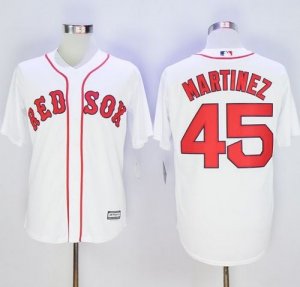 Men Boston Red Sox #45 Pedro Martinez White Alternate Home New Cool Base Stitched Baseball Jersey