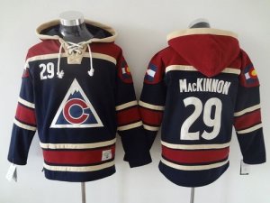 NHL Colorado Avalanche #29 Nathan MacKinnon Navy Blue Sawyer Hooded Jerseys