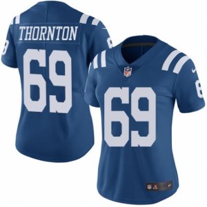 Women\'s Nike Indianapolis Colts #69 Hugh Thornton Limited Royal Blue Rush NFL Jersey