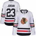 Womens Reebok Chicago Blackhawks #23 Michael Jordan Authentic White 2017 Winter Classic NHL Jersey