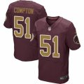 Mens Nike Washington Redskins #51 Will Compton Elite Burgundy Red Gold Number Alternate 80TH Anniversary NFL Jersey