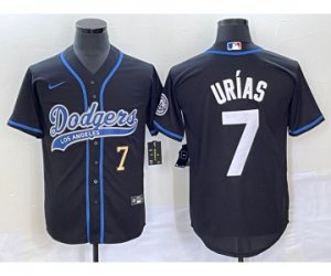 Men\'s Los Angeles Dodgers #7 Julio Urias Number Black Cool Base Stitched Baseball Jersey