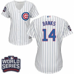 Women\'s Majestic Chicago Cubs #14 Ernie Banks Authentic White Home 2016 World Series Bound Cool Base MLB Jersey