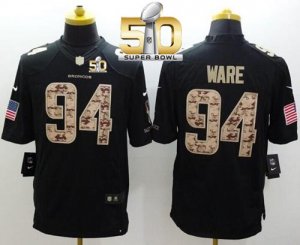 Nike Denver Broncos #94 DeMarcus Ware Black Super Bowl 50 Men\'s Stitched NFL Limited Salute to Service Jersey