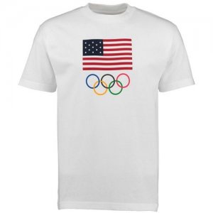 Team USA Olympics Flag Five Rings T-Shirt White