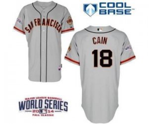 2014 world series mlb jerseys san francisco giants #18 cain grey