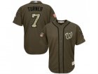 Youth Washington Nationals #7 Trea Turner Green Salute to Service Stitched MLB Jersey