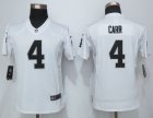 Women New Nike Oakland Raiders #4 Carr White Jerseys