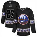 Islanders #27 Anders Lee Black Team Logos Fashion Adidas Jersey